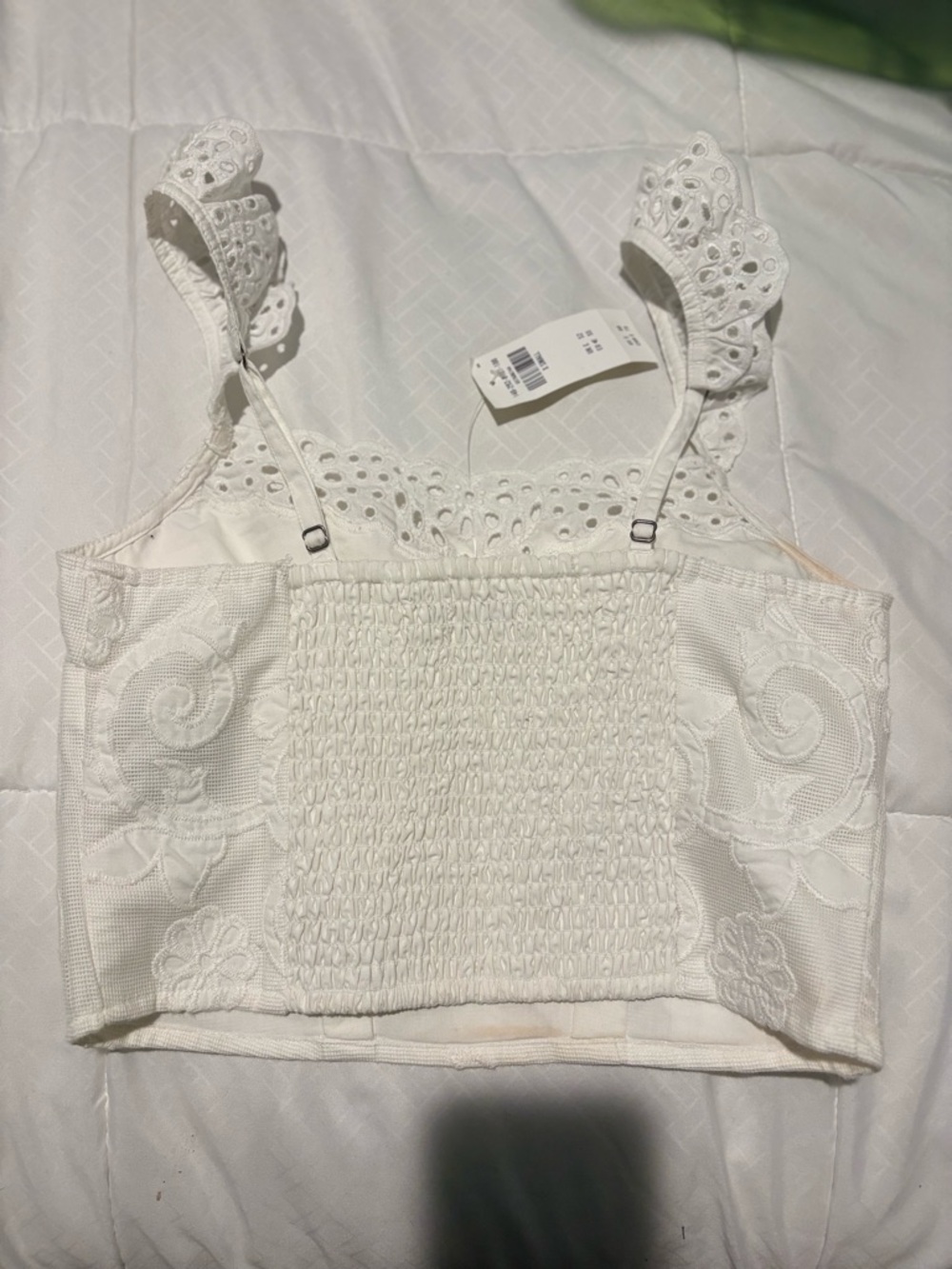 Abercrombie & Fitch White Lace Embroidered Crop Top - Picture 8 of 10